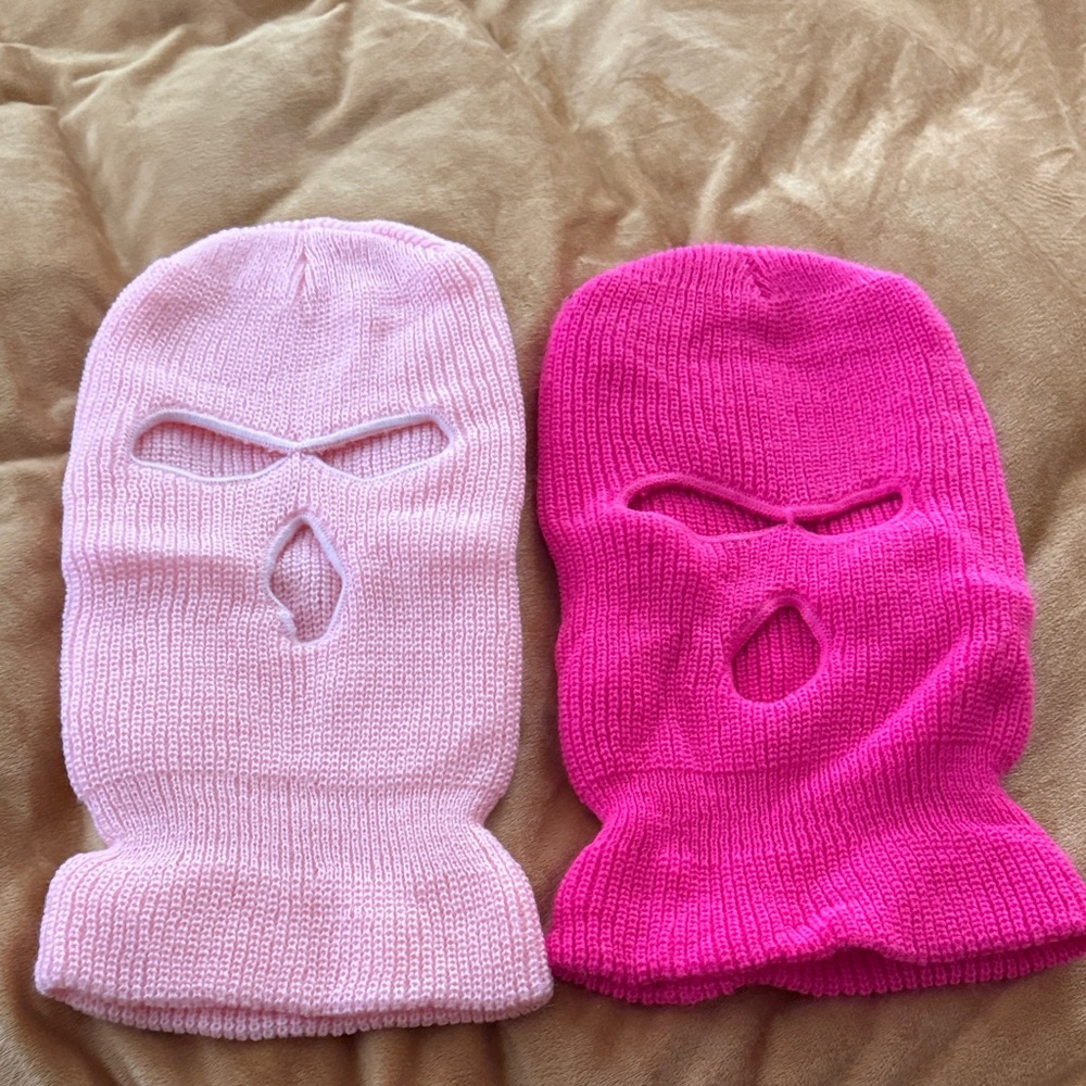 Pink and Hot Pink Knit Balaclavas